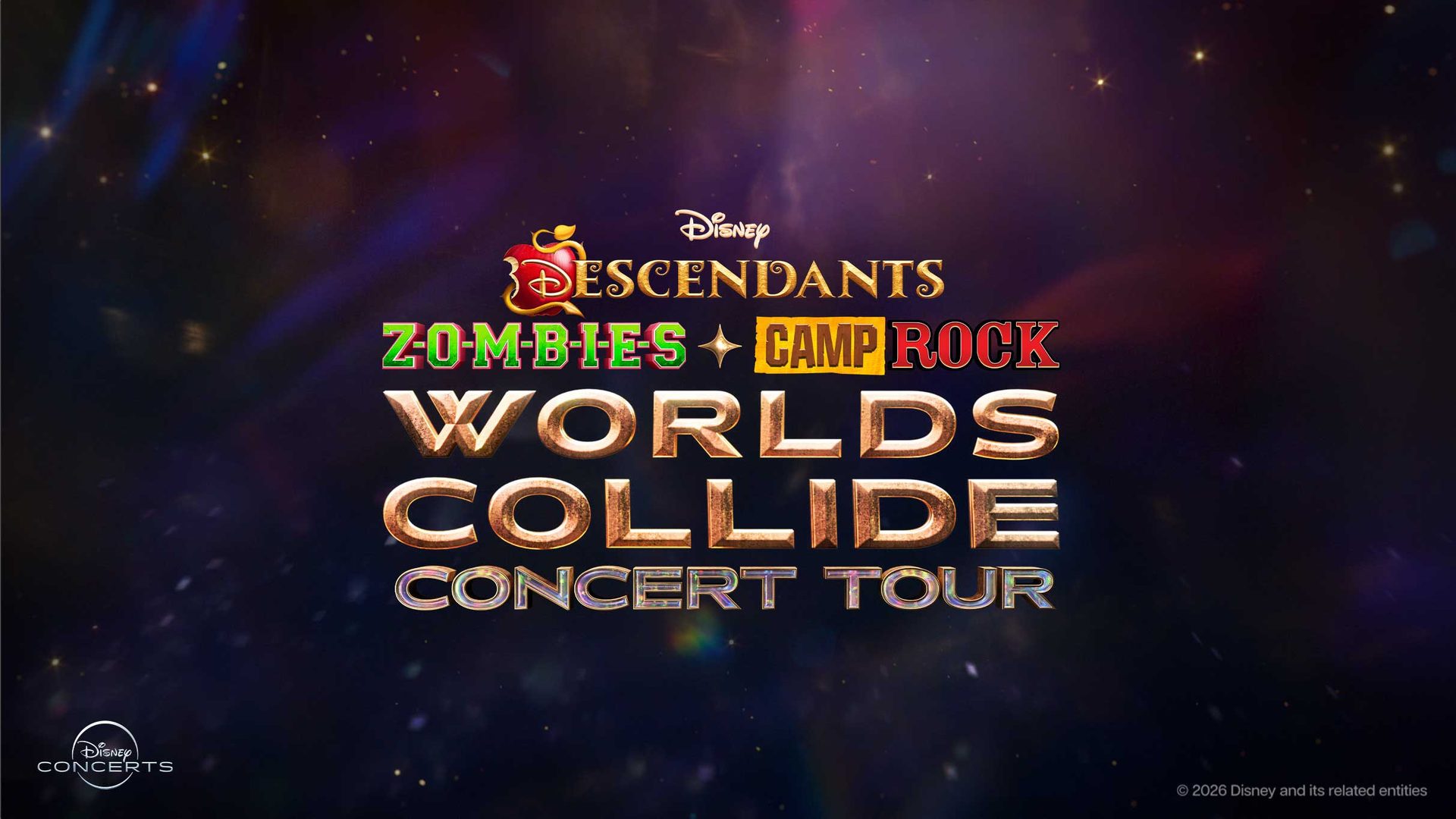 Poster: Disney Descendants, ZOMBIES & Camp Rock: Worlds Collide Concert Tour with Disney Worlds Collide Concert, Amsterdam