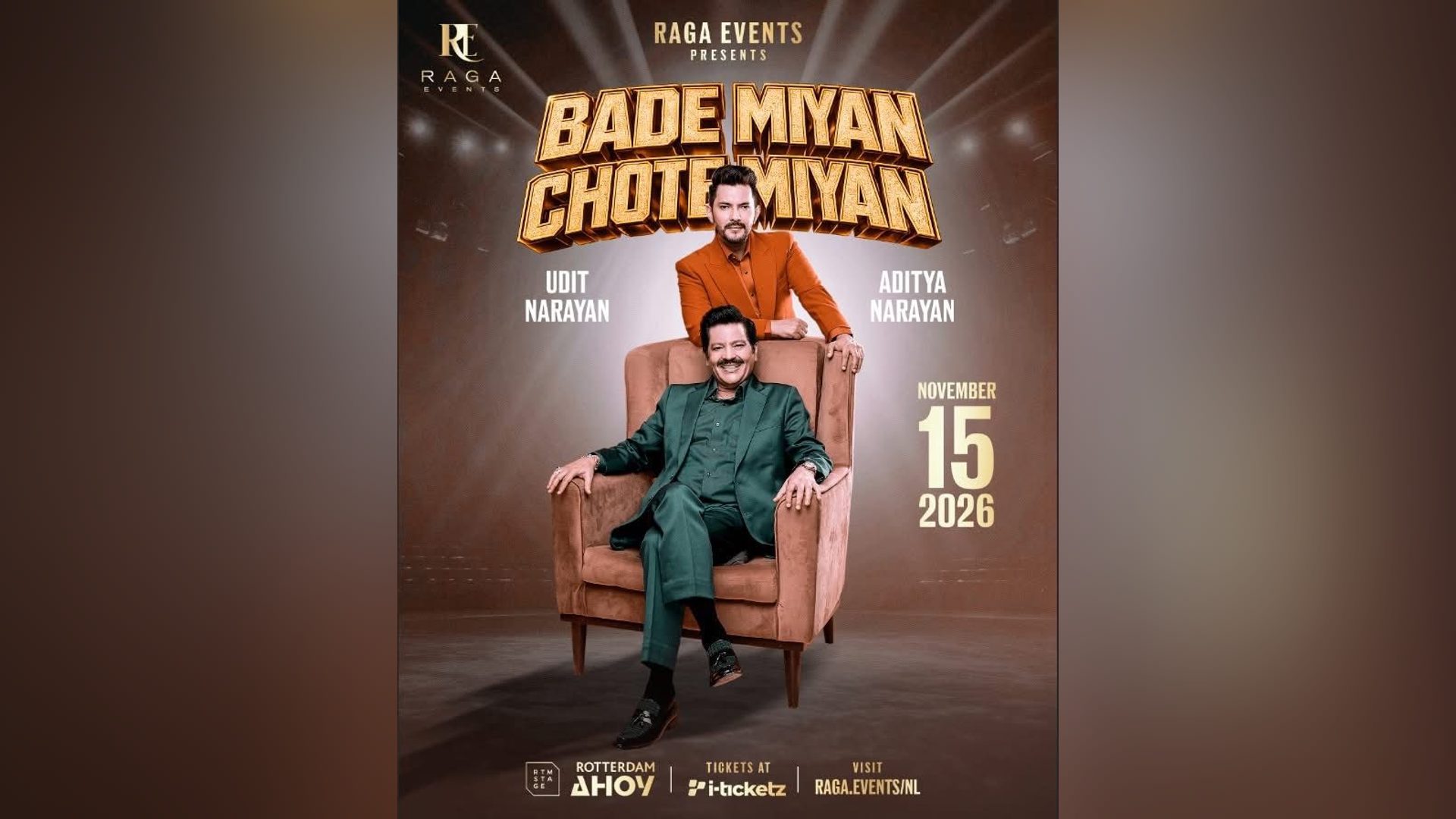 Poster: Udit Narayan & Aditya Narayan live in concert, Rotterdam