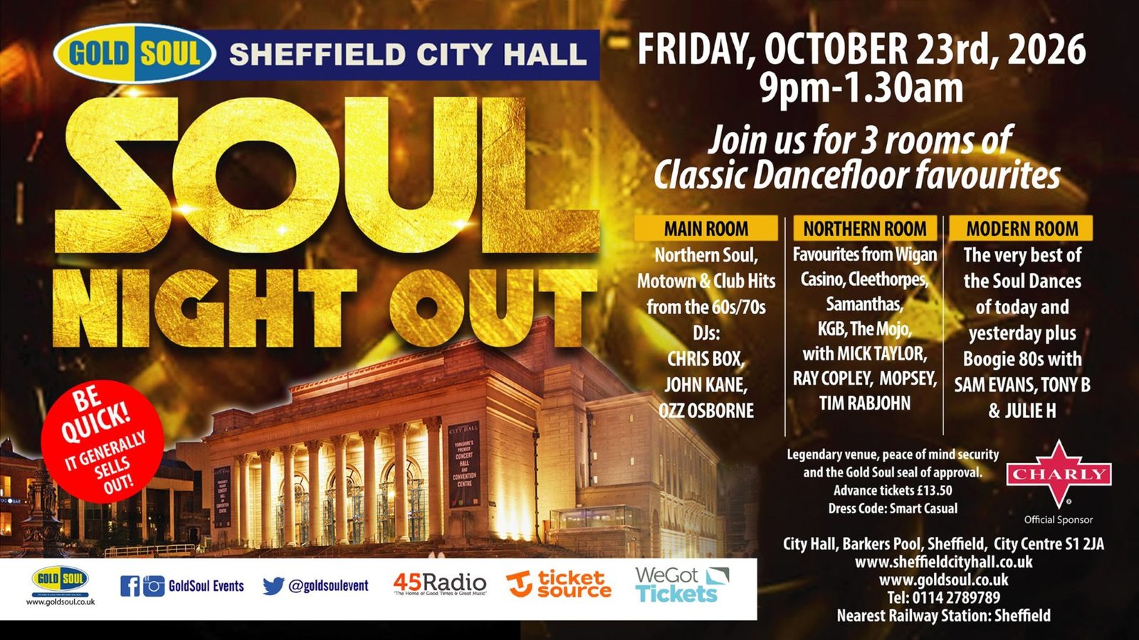 Poster: Goldsoul: Soul Night Out, Sheffield