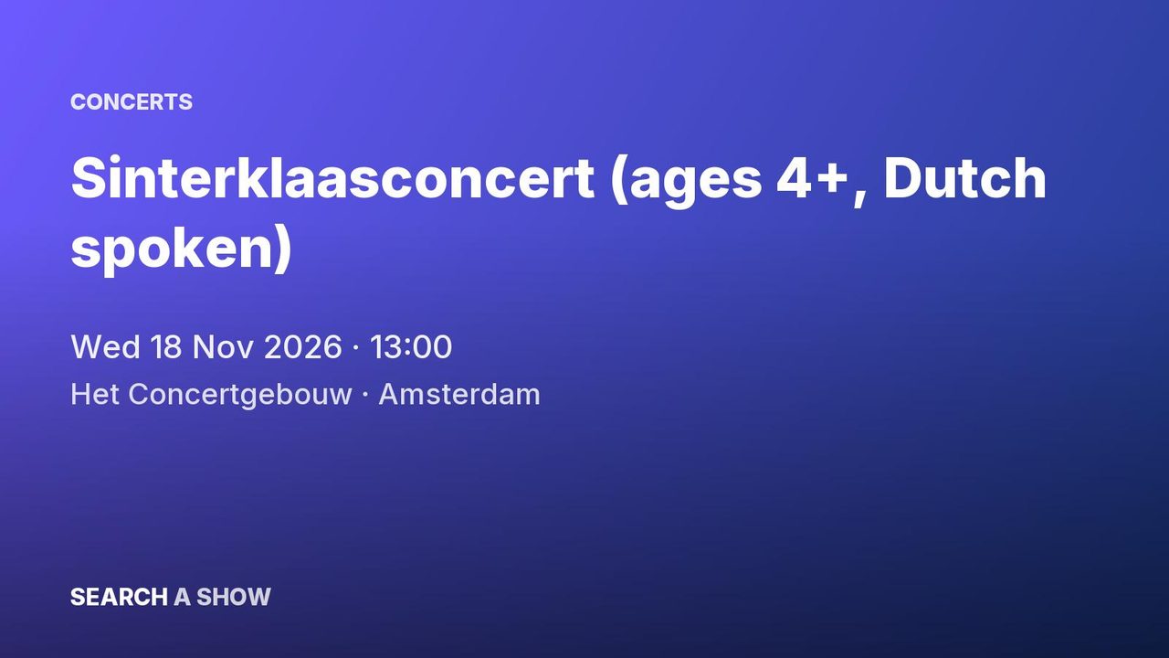 Poster: Sinterklaasconcert (ages 4+, Dutch spoken) with Cor Bakker +6, Amsterdam