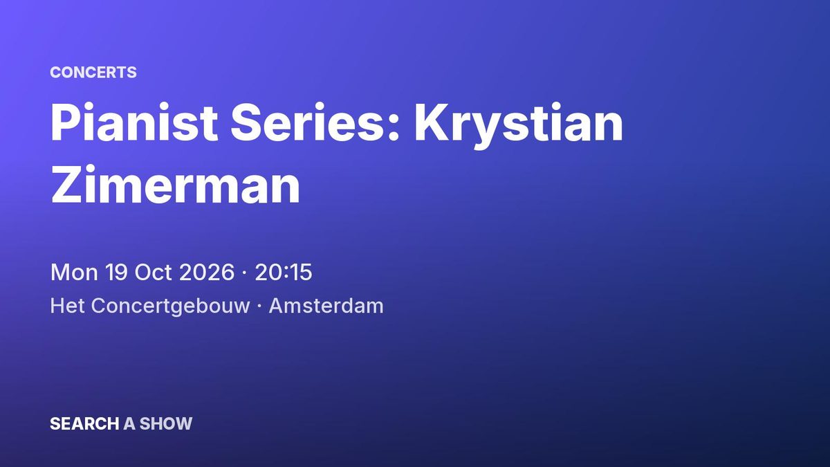 Poster: Pianist Series: Krystian Zimerman, Amsterdam