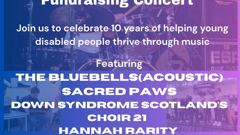Poster: 10 Years of musicALL - Fundraising Concert with Sacred Paws, Glasgow
