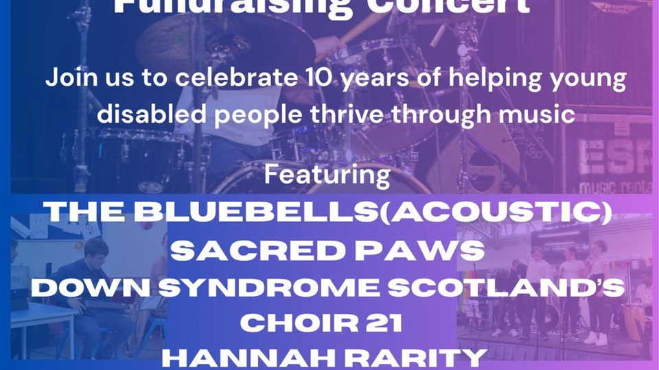 Poster: 10 Years of musicALL - Fundraising Concert with Sacred Paws, Glasgow